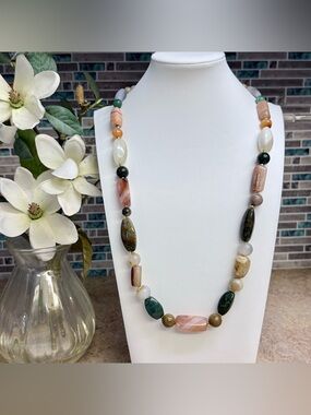 Handcrafted natural gemstone statement Necklace